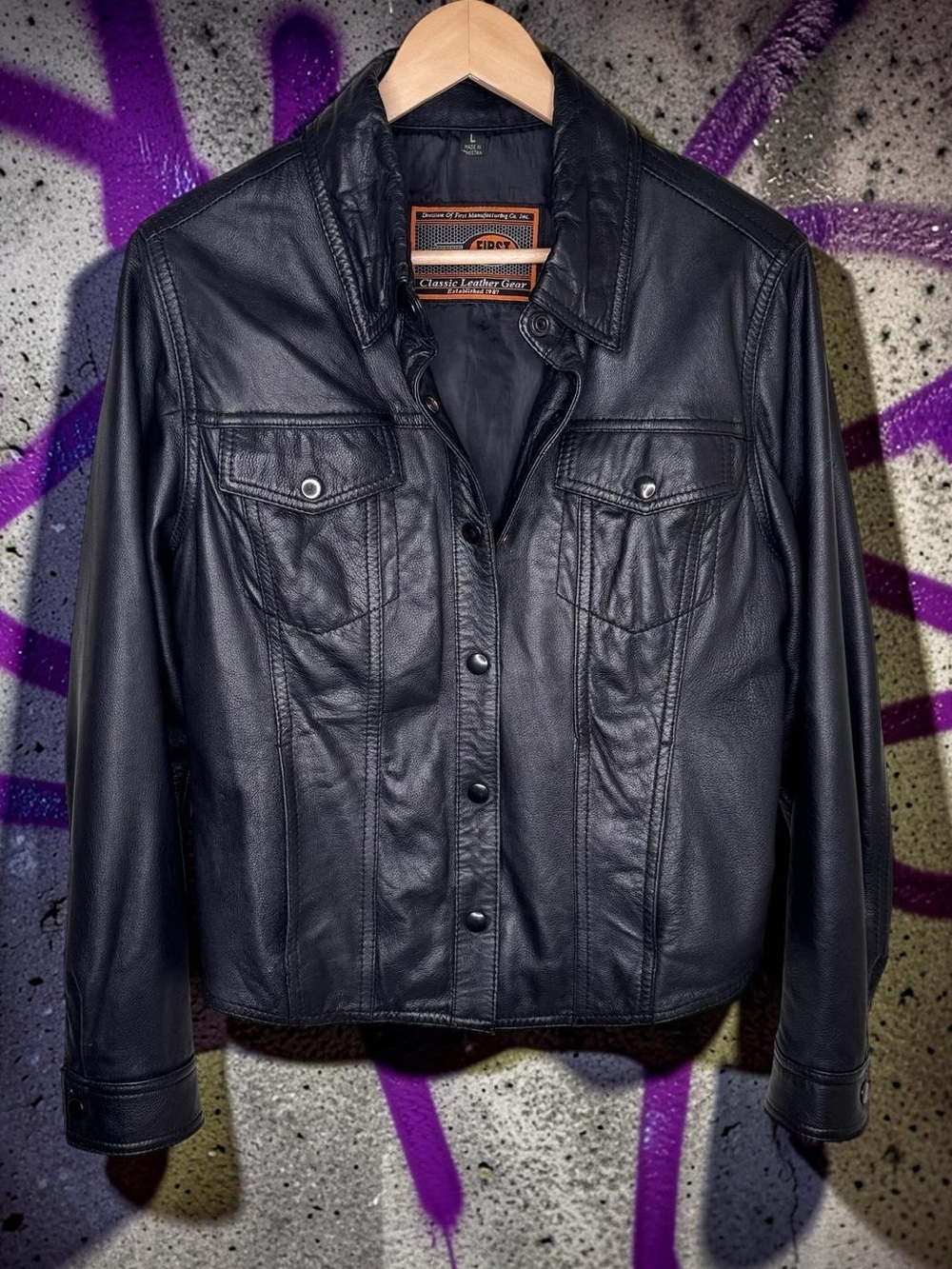 First Classics 90s vintage,black,genuine high-quality leather jacket,smooth EUC